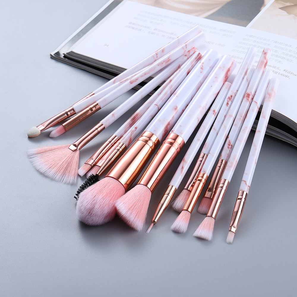 15 Marbled Design Makeup Brushes Set 15 Marbled Design Makeup Brushes Set